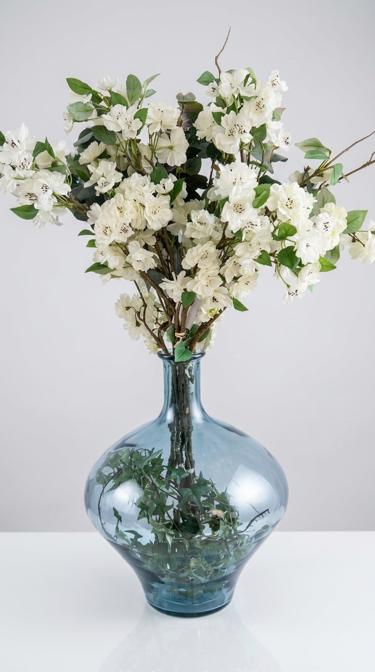 Gran Jarrón de Cristal Macizo "Gota Ahumada" (Arreglo Floral Opcional)