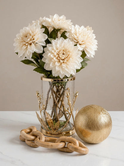 Set Decorativo "Clásico Elegante": 5 Piezas con Jarrones de Cristal, Oro y Madera