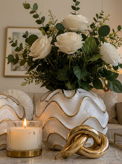 Set Decorativo Elegante de 7 Piezas con Jarrones Texturizados