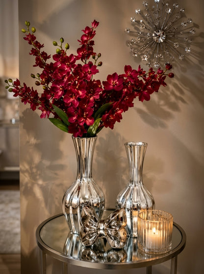 Set Decorativo Plata "Floral Rubí" de 3 Piezas