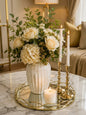 Set Decorativo Elegante de 7 Piezas con Bandeja Espejo y Candelabros Dorados