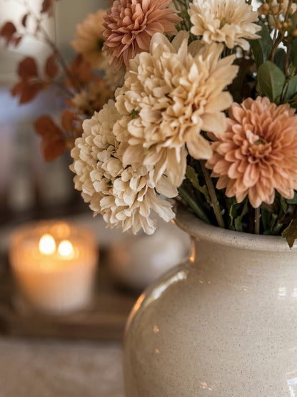 Set de Centro de Mesa "Armonía Cálida": 4 Piezas Decorativas con Arreglo Floral