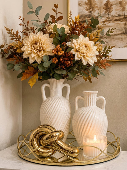 Set Decorativo Elegante de 7 Piezas con Jarrones Texturizados