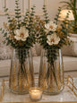 Set Decorativo: 2 Jarrones de Cristal Fino con Detalles Dorados y Accesorios