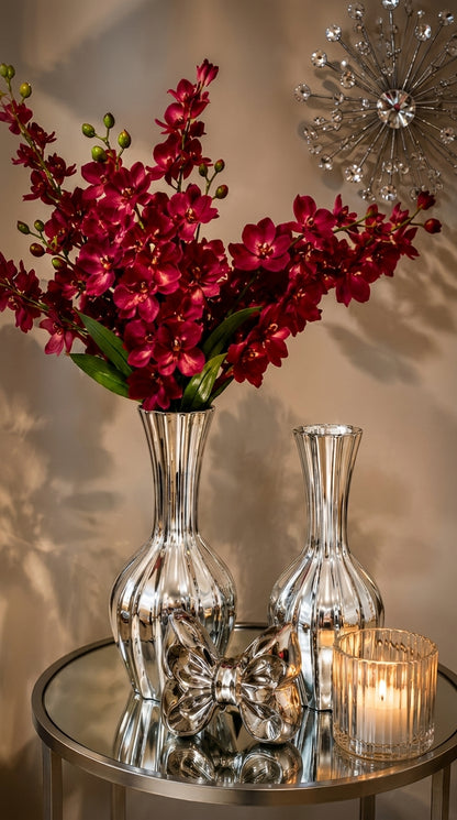 Set Decorativo Plata "Floral Rubí" de 3 Piezas