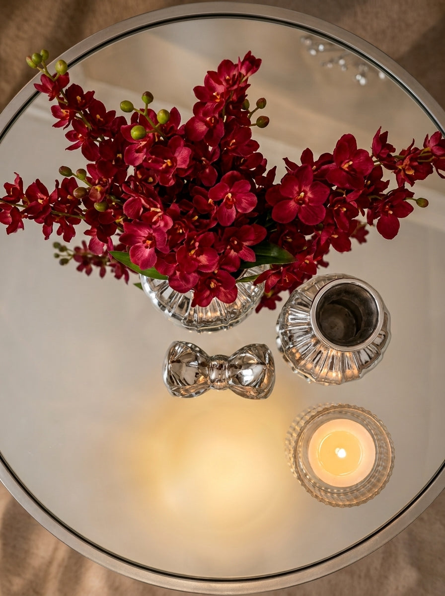 Set Decorativo Plata "Floral Rubí" de 3 Piezas