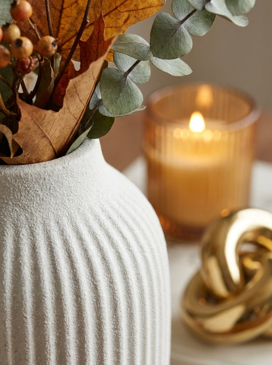 Set Decorativo Elegante de 7 Piezas con Jarrones Texturizados